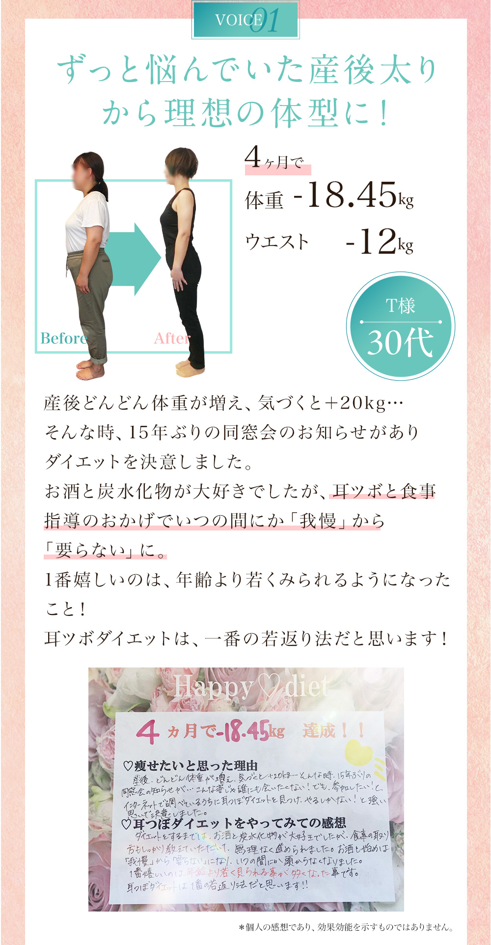 voice01 ずっと悩んでいた産後太りから理想の体型に！